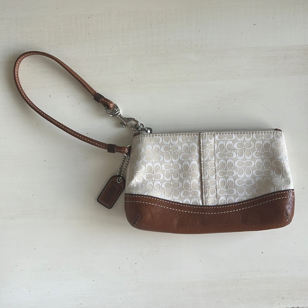 Coach Signature C Vintage Wristlet (leather/canvas)
